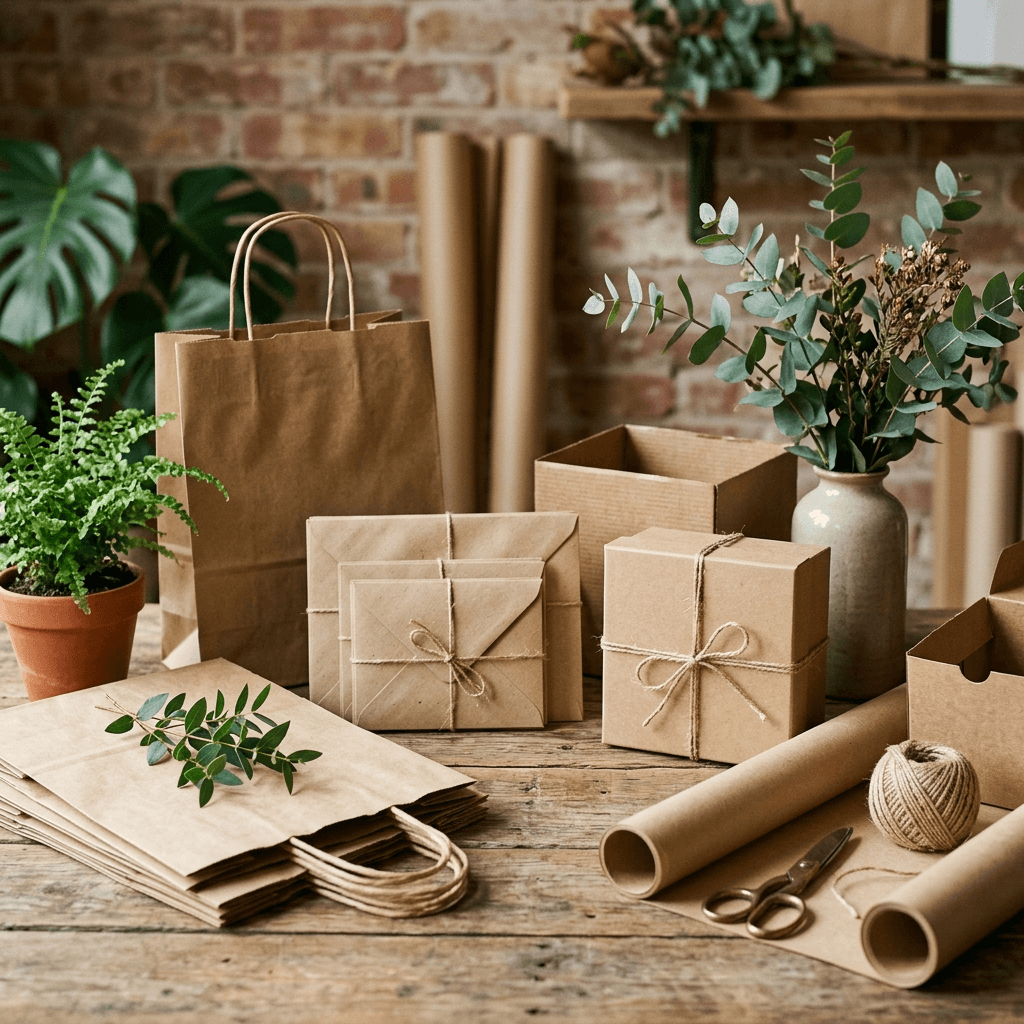 Túi kraft nâu + in 1 màu — phong cách minimalist, eco-friendly